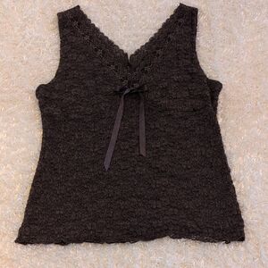 Elegant INC Lace Trim Brown Top XL